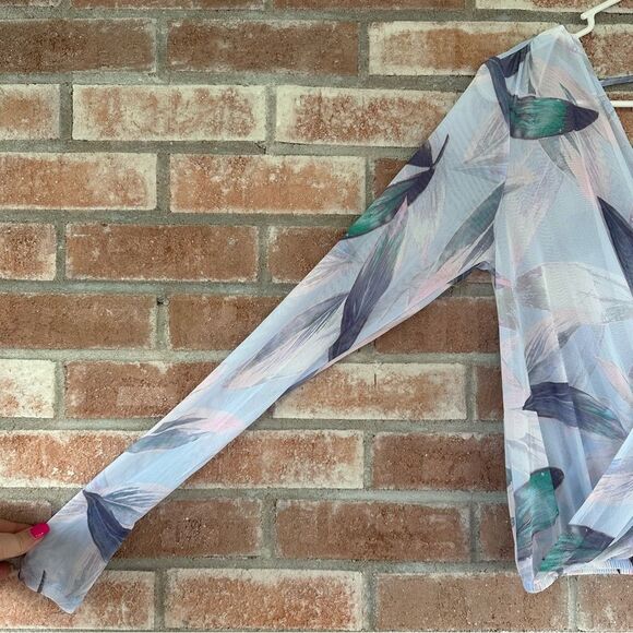 Fabletics Treva Long Sleeve Sheer Drape Wrap Shirt NEW Women’s Small Pastel - Picture 6 of 10